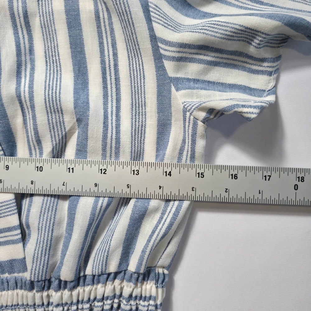 Monteau LA Blue Stripe Midi Dress Women S Boho Summer Elastic Waist - Picture 8 of 10